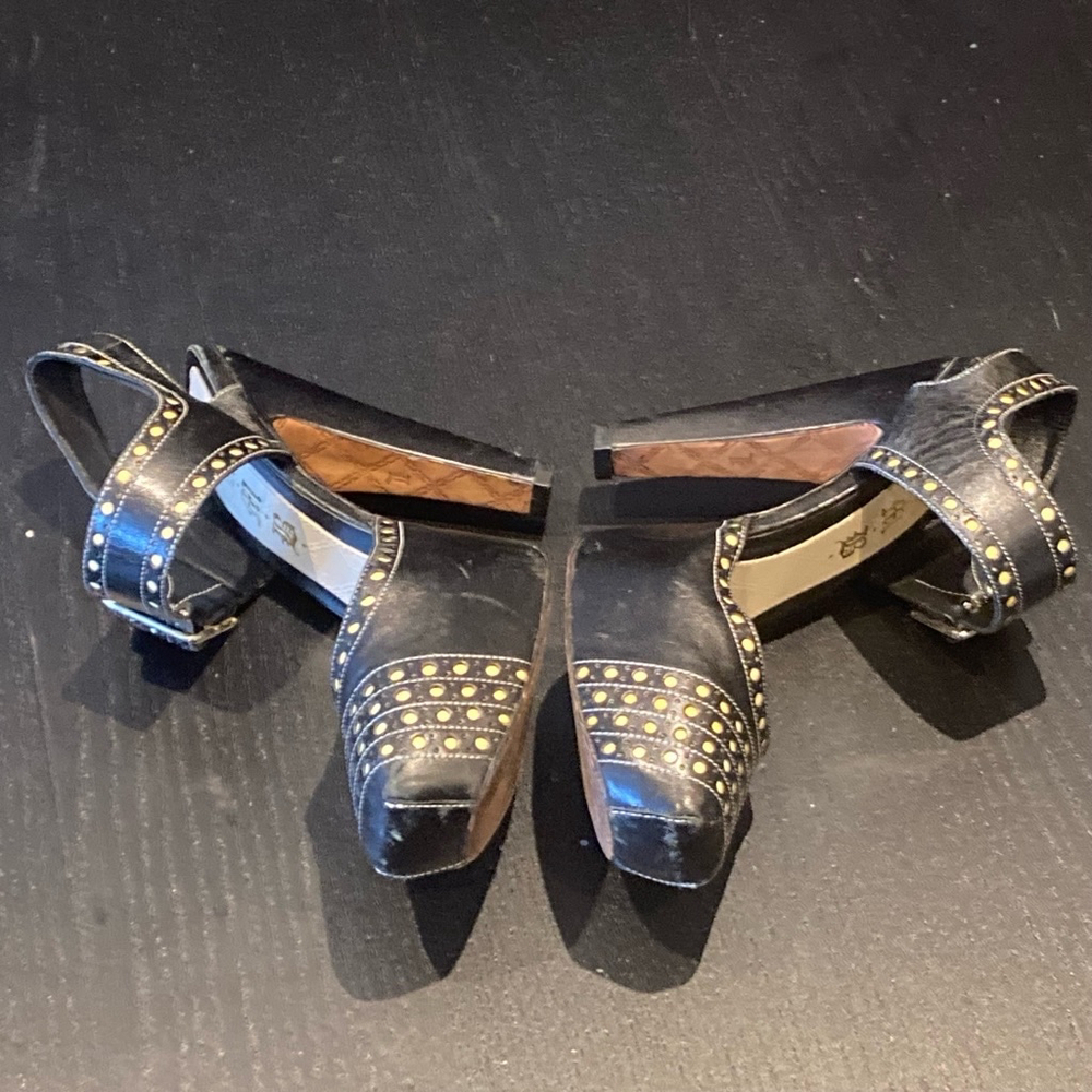 Women's L.A.M.B. Heels Black Gold Size 6.5 - Picture 2 of 14